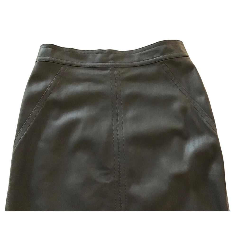 NWT Ann Taylor Faux Leather Pencil Skirt Size 4 Gray High Waist Capsule Wardrobe - Picture 4 of 15